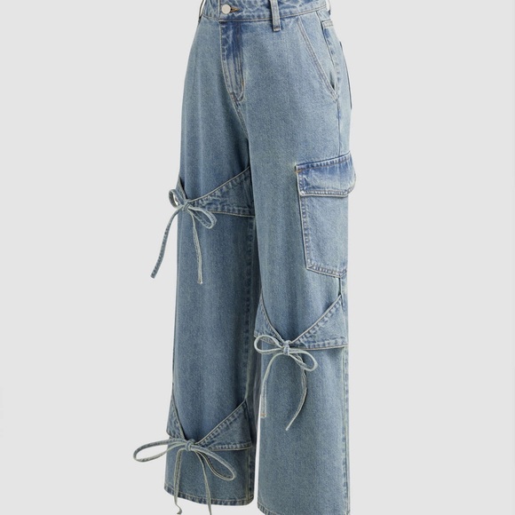 CIDER Denim Low-rise Jeans with Bow Accents NWT! - Picture 4 of 14